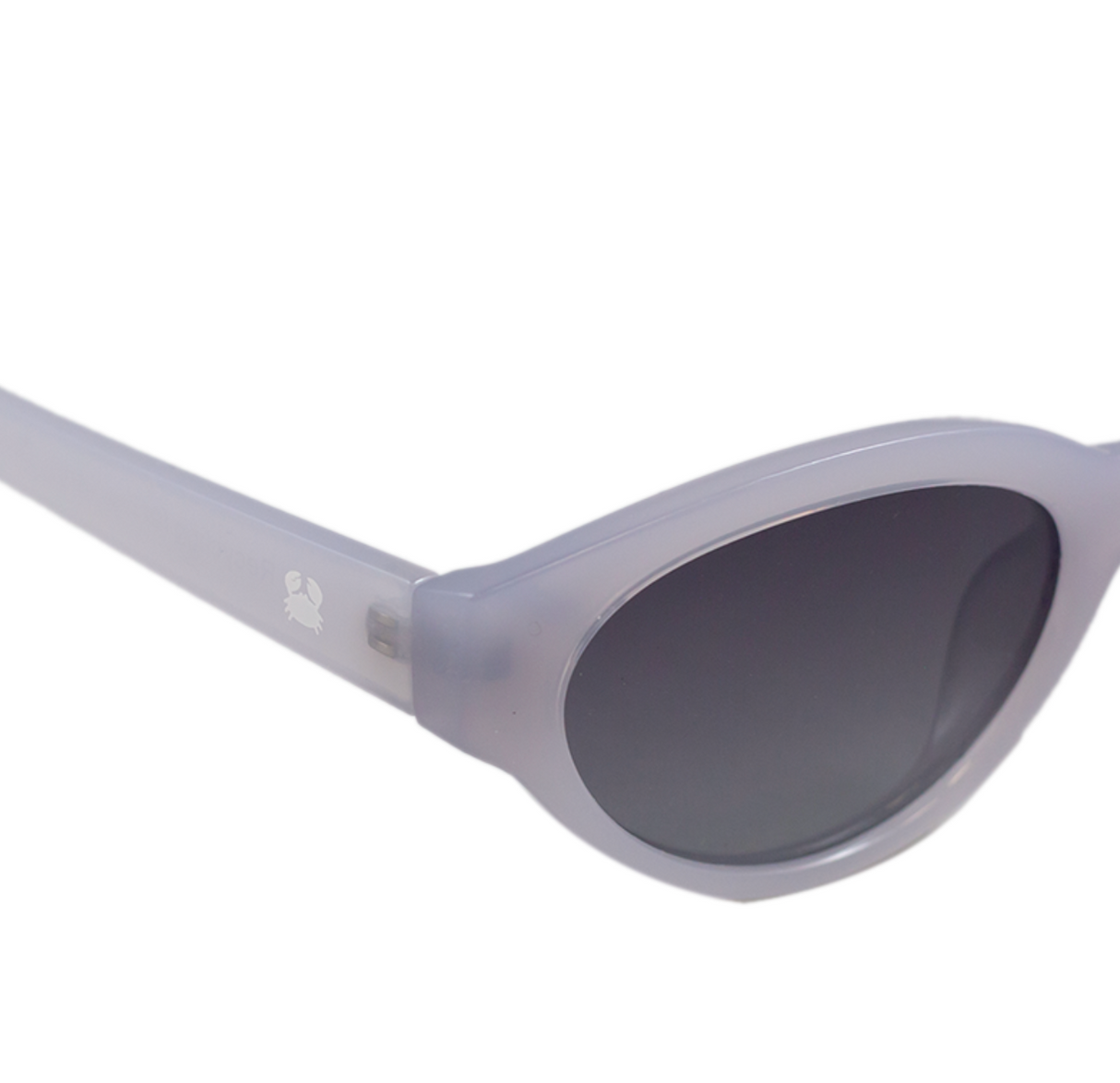 Eudola Oceanides Sunglasses with a clear frame on a white background