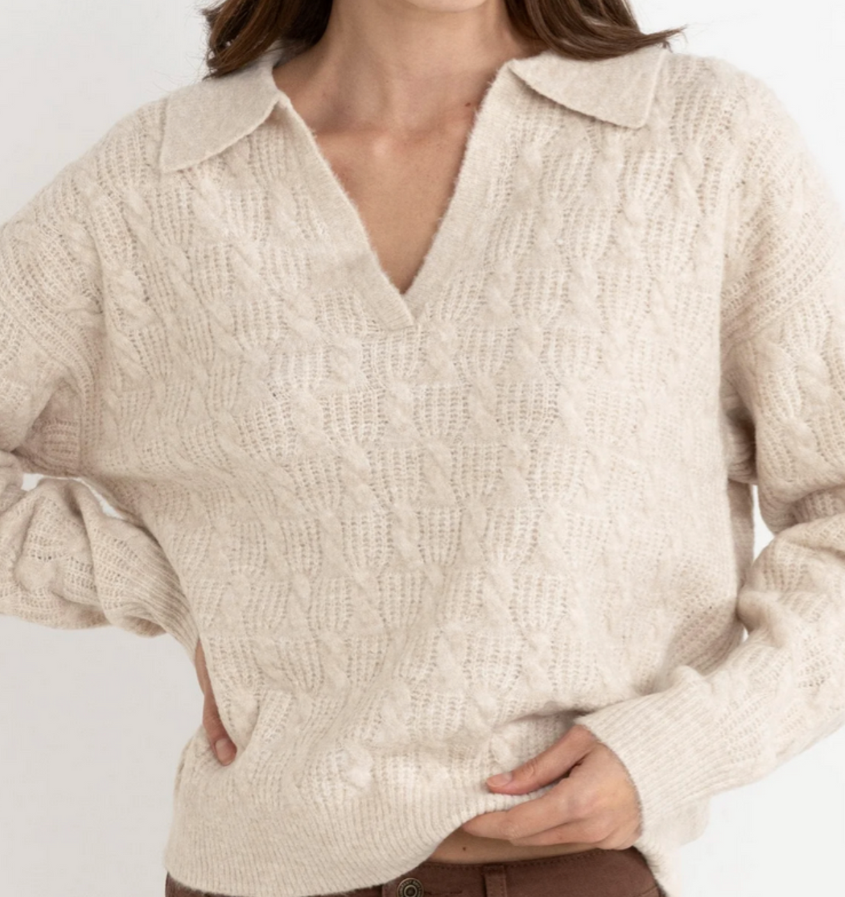 Rhythm Lexie V-Neck Jumper - Natural