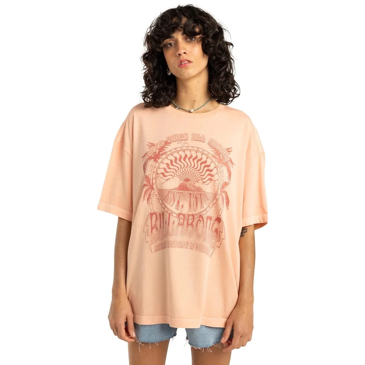 Billabong Beach Classics Oversized T-Shirt - Peach