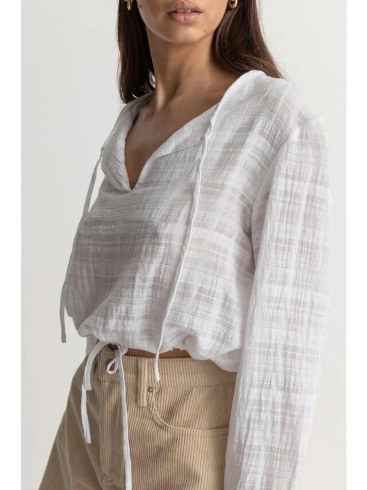 Rhythm Kiara Long Sleeve Top - White