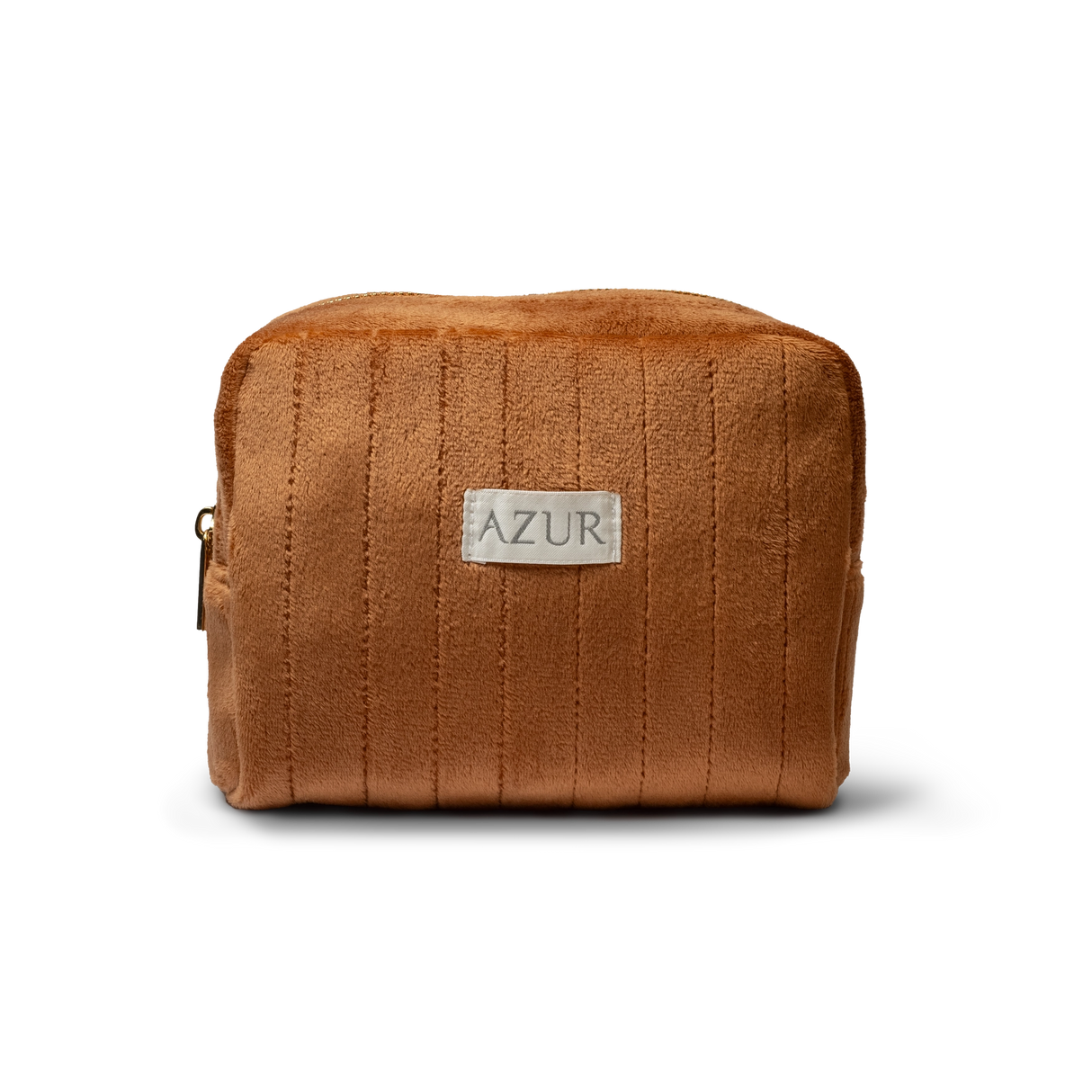 Brown textured pouch with 'AZUR' label on a white background
