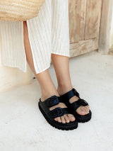 Genuins Galia Leather Sandals - Black