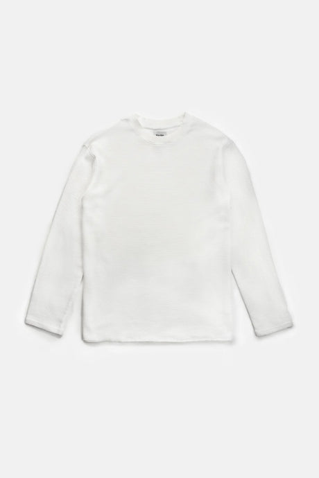 White rhythm classic waffle knit jumper on a light gray background